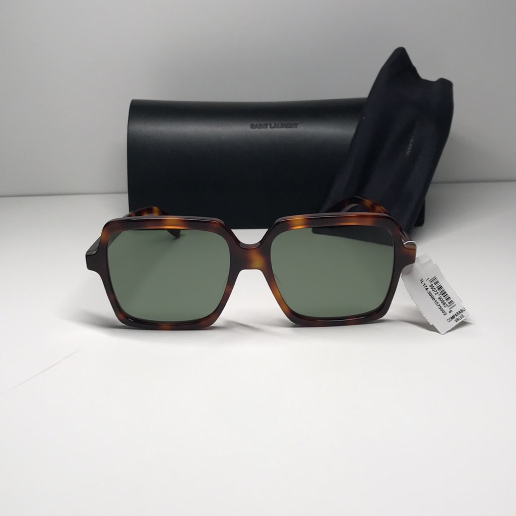 New Authentic Tortoise Square Sunglasses With Black Case Sl 174 002